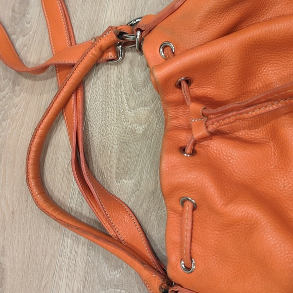 Roots Orange Leather Bucket Bag - Picture 3 of 11